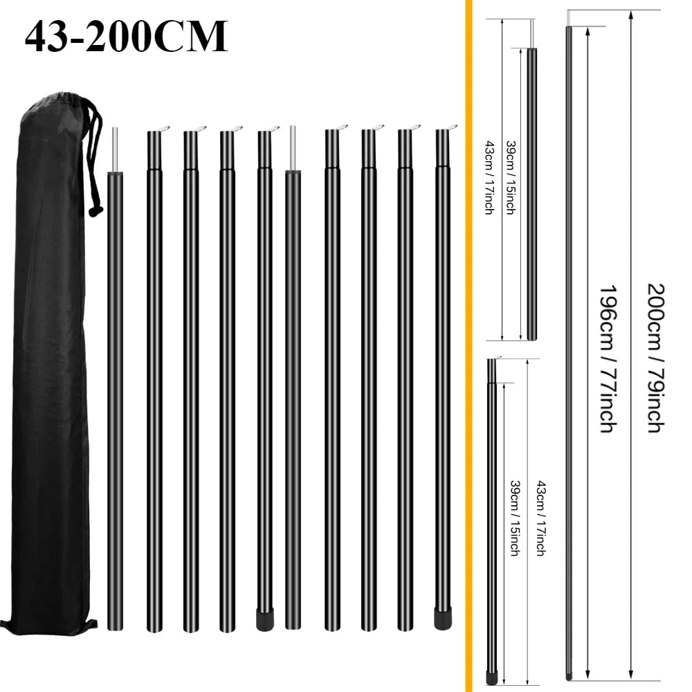 Set of 2 Tent Poles for Tarp Adjustable Camping Tarp Poles Collapsible Tent Pole for Backpacking Hiking Awning Canopy Shelter