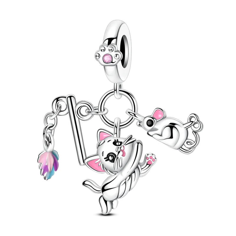 Original Charms Bead 925 Sterling Silver Inlaid Zirconium Bowknot Love Heart Balloon Pendants Fit Bracelet DIY Jewelry Marking