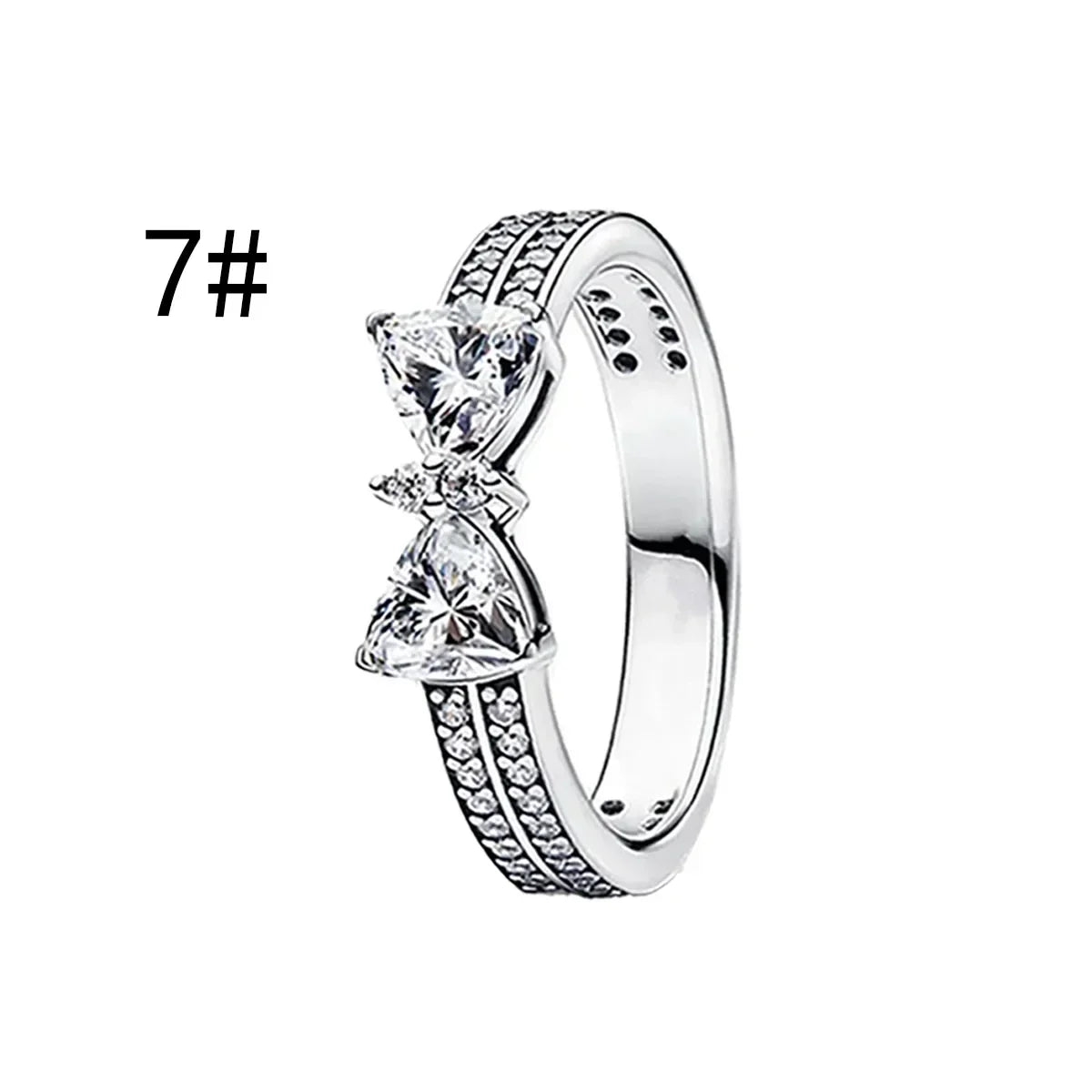 New 925 Silver Zircon Shining Ring Colorful Bow Tie Set Ring Earrings Bracelet Necklace Original For Women DIY Fine Jewelry Gift