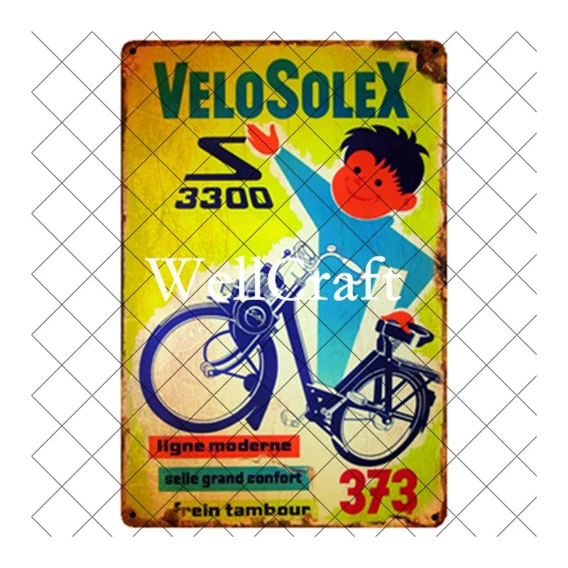 [ WellCraft ] Bicycle Velosolex Tin Signs Retro Bike Wall Plaque Pub Decor WX-11 vintage decor  home decor  room decor