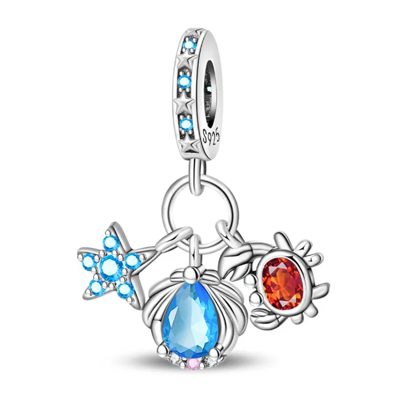 Ocean Trendy 925 Silver Dolphin Crab Boat Beach Charms Beads Fit 3mm Original Bracelets DIY Thoughtful Fine Jewelry Making Gifts