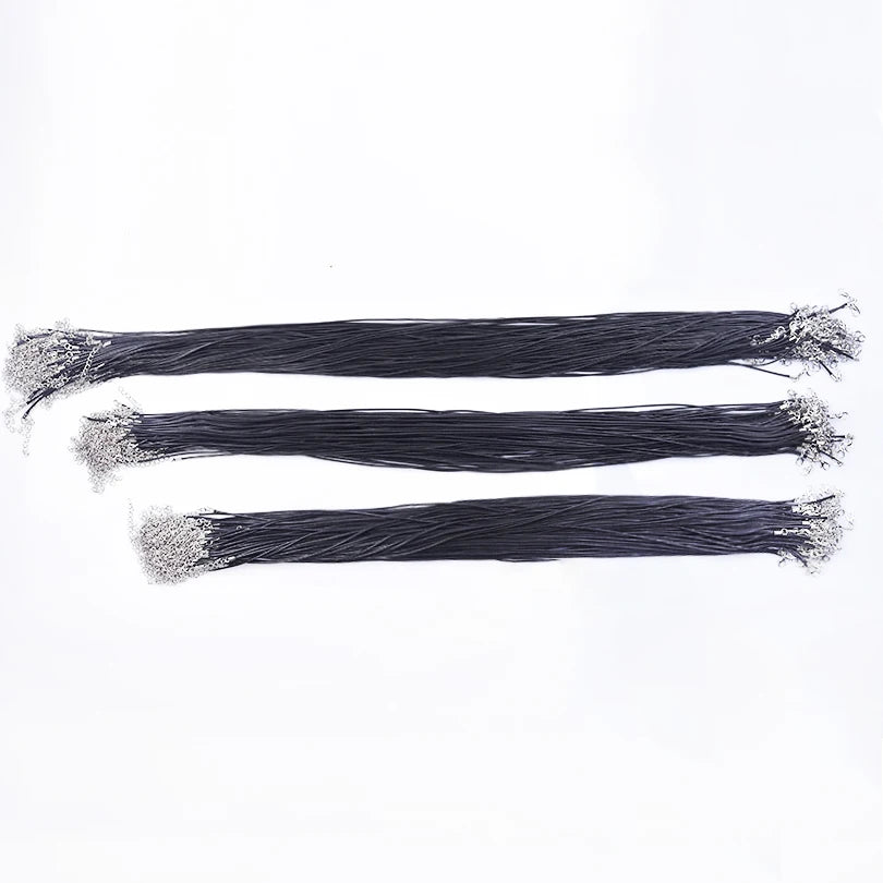10/20/30pcs DIY 50cm Leather Rope Chain Necklace For Women Men Accessories Black Color Braided Adjustable Wax Cord Lobster Clasp