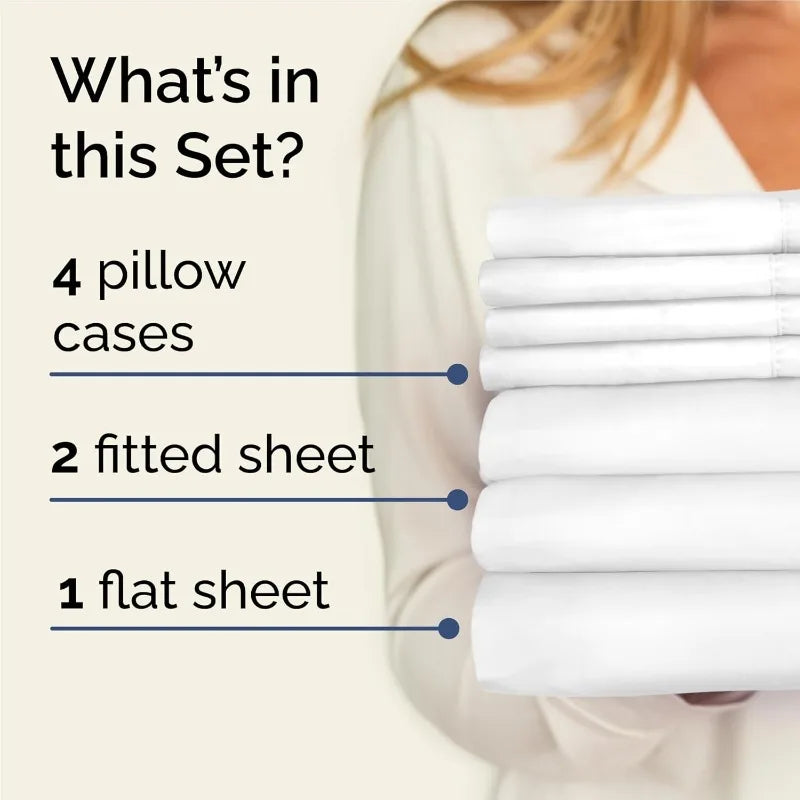 Split King 7 Piece Sheet Set - Comfy Breathable & Cooling - Ultra-Soft Hotel Luxury Bedding Set W/ 8-16 Inch Deep Pockets - 1 Fl