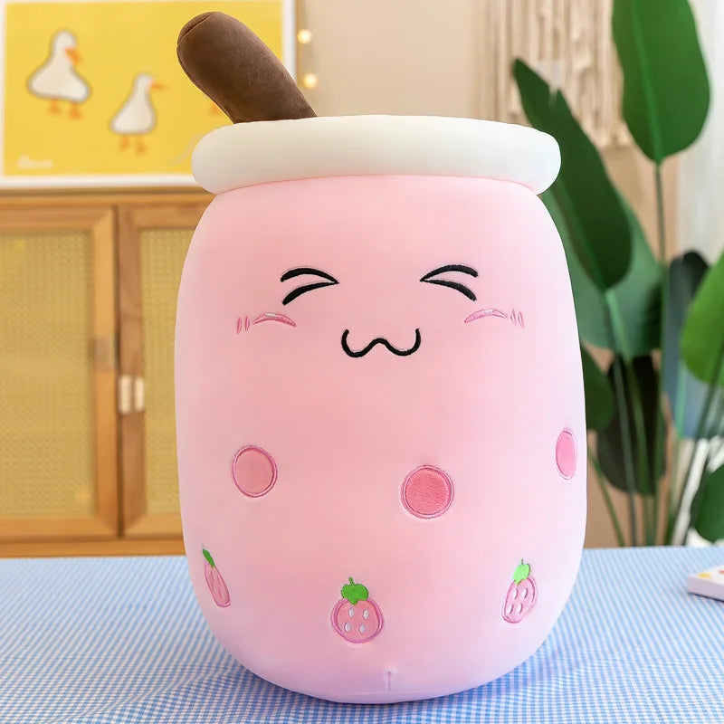 24CM Cute Stuffed Boba Plush Bubble Tea Real-life Bubo Food Milk Cup Plushie Pillow Soft Kawaii Plush Toys Gifts for Kids Baby