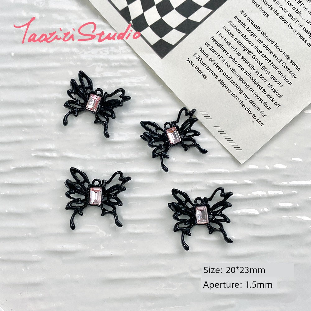 Sweet Cool Black Pink Sexy Liquid Alloy Pendant DIY Handmade Beaded Material Bracelet Necklace Ornament Bead Accessories