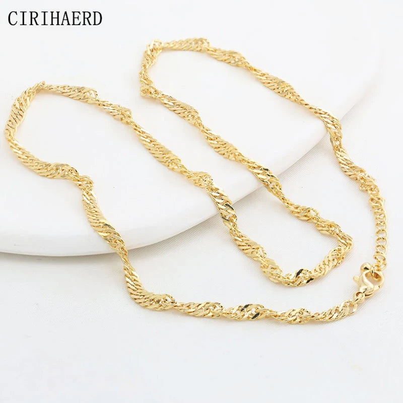 Women's Necklace Chain 14K Gold Plated Fashion Pendant Connecting Chains For DIY Jewelry Making Supplies Length Adjustable Chain