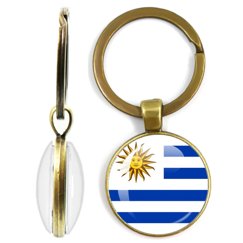 National Flag Glass Double-Sided Keychain Ethiopia Islas Canarias Kenya Sudan Madeira Melilla South Sudan Ceuta Seychelles