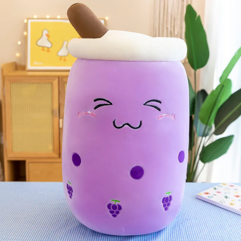 24CM Cute Stuffed Boba Plush Bubble Tea Real-life Bubo Food Milk Cup Plushie Pillow Soft Kawaii Plush Toys Gifts for Kids Baby