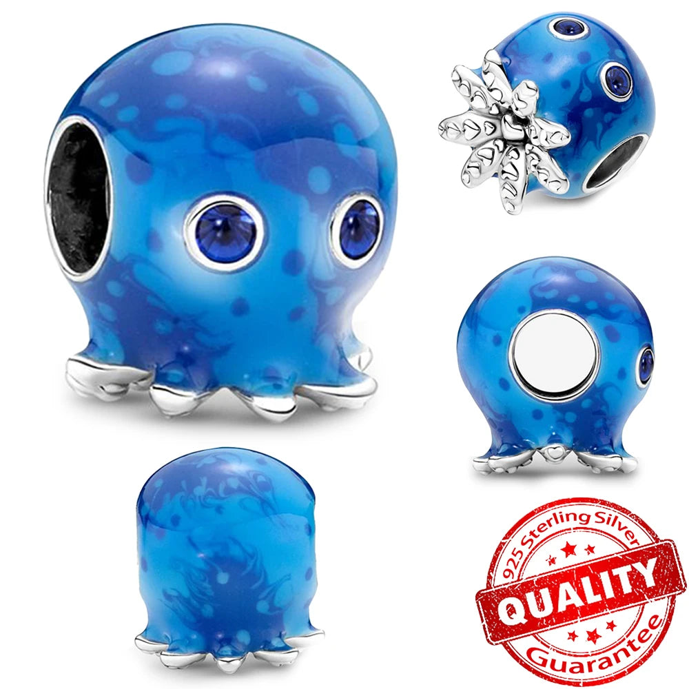 Underwater World 925 Sterling Silver Ocean Octopus Seashell Seahorse Starfish Pendant Fit DIY Bracelet Necklace Boutique Gift