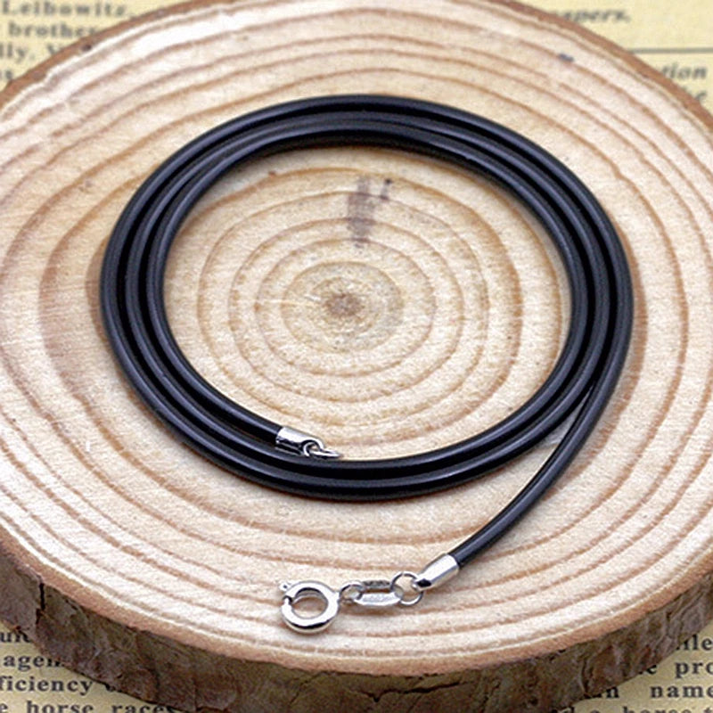 Necklace for Women PU Leather Buckle 925 Sterling Silver Black Jewelry Men Accessories Wholesale Fashion Chain simpe neck
