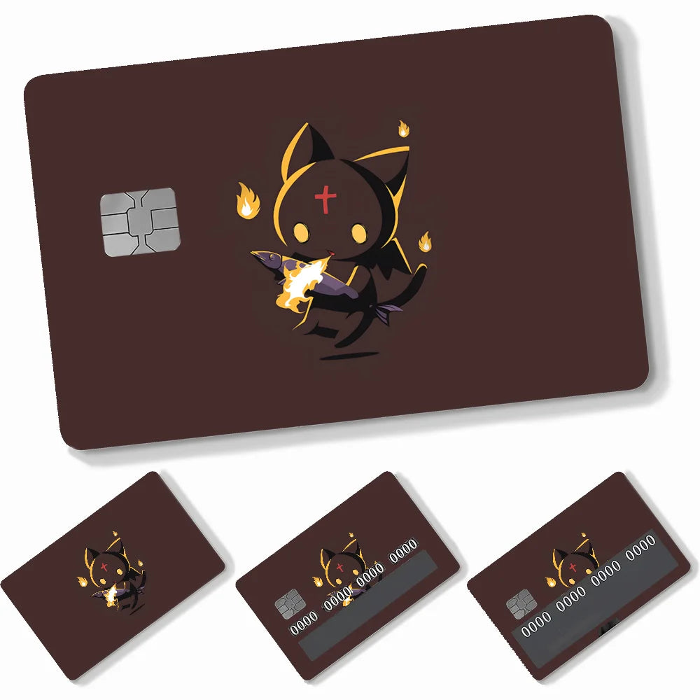 Anime KonoSuba Card Stickers 4pcs PVC Credit Card Skin Stickers Removable Self-adhesive Protective Film