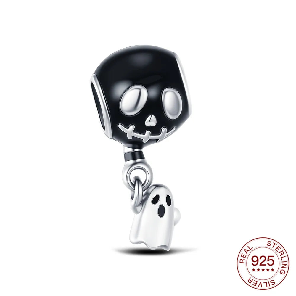 2025 925 Sterling Silver Halloween Charm Spooky Ghost Pumpkin Pendant For Women Men Making DIY Bracelet Party Jewelry Gift