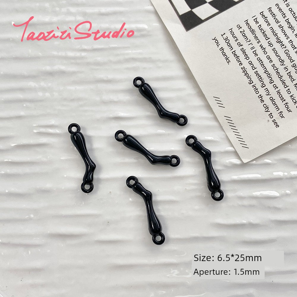 Sweet Cool Black Pink Sexy Liquid Alloy Pendant DIY Handmade Beaded Material Bracelet Necklace Ornament Bead Accessories