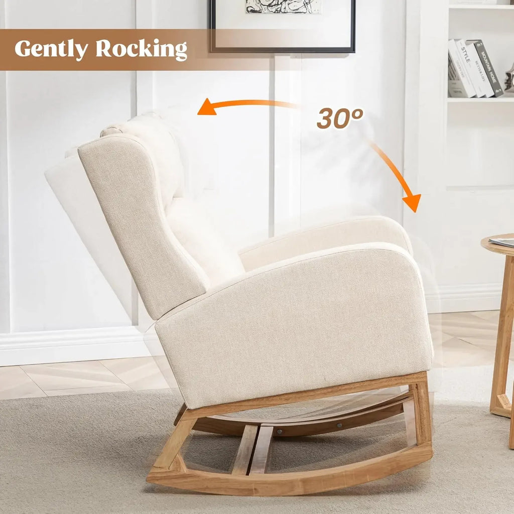 Rocking Chair Nursery, Nursing Rocking Chairs for Mom Nursery, Comfy Wingback Glider Rocking Armchair with Side