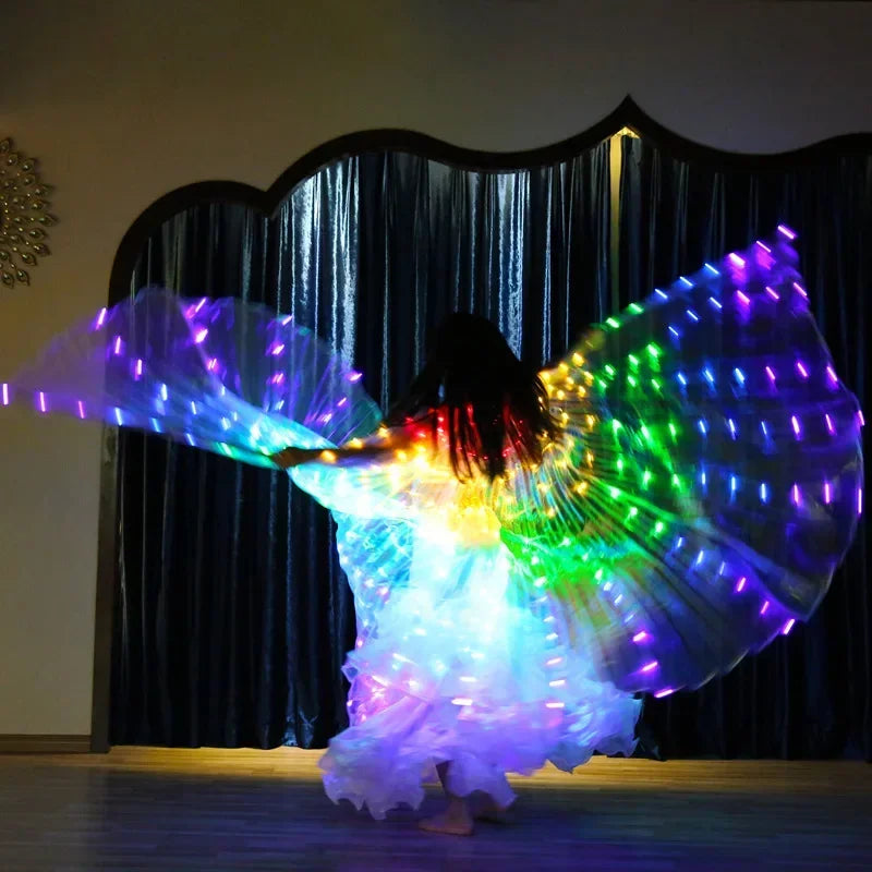 LED Luminescent Color Cloak Adult Children Dancers Luminous Butterfly Wing Stage Performance Belly Dancing Party Photo Prop
