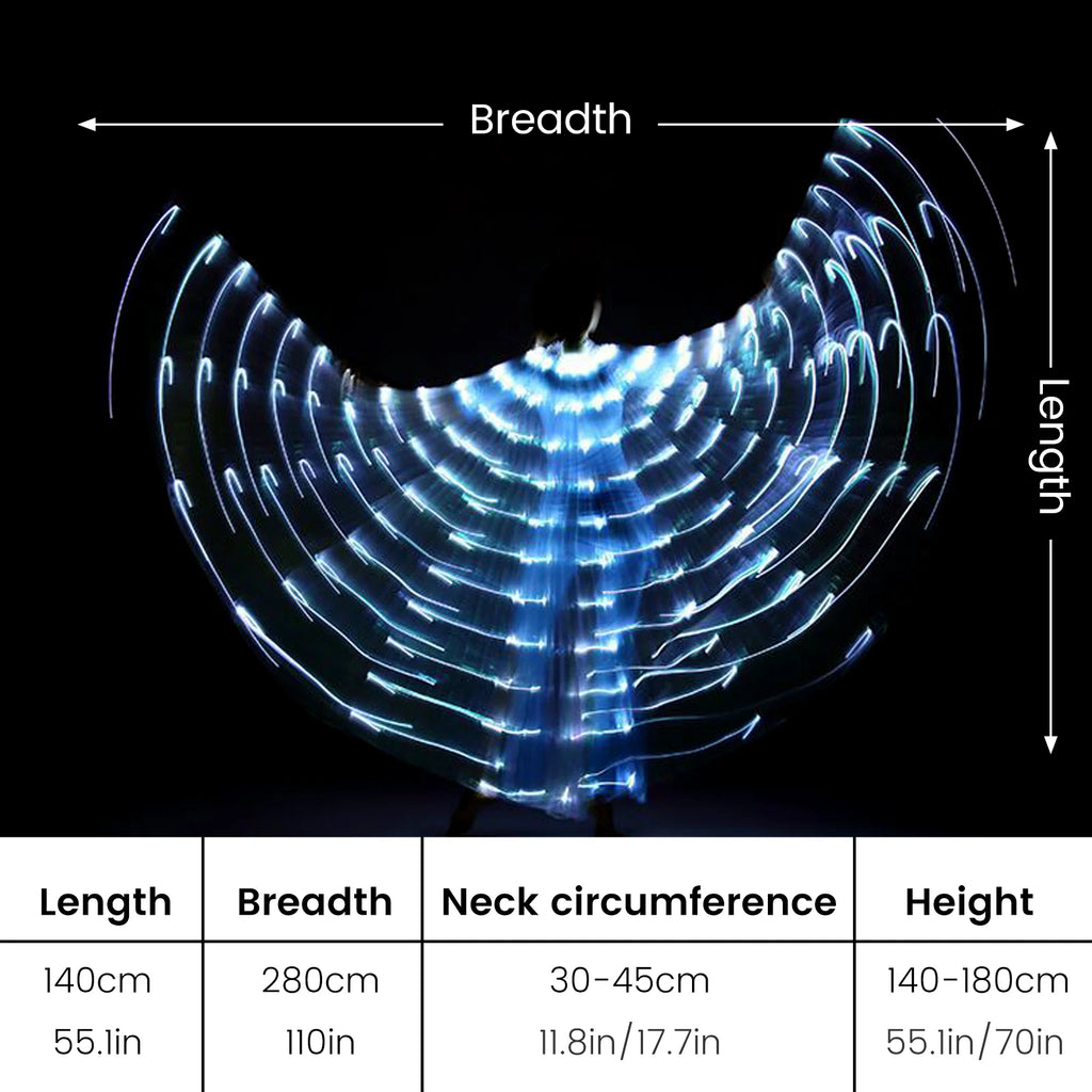 LED Isis Wings Belly Dance Wings LED Butterfly Wings Glowing Costume Performance Clothing for Carnival Halloween Christmas Party