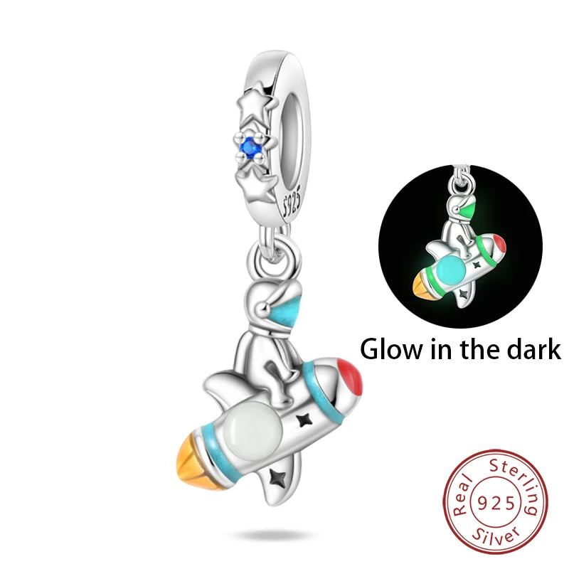 Fit Qikaola 925 Original Bracelet Fashion Bee Astronaut Eiffel Tower 925 Silver Charms Beads Fine DIY Birthday Jewelry For Women