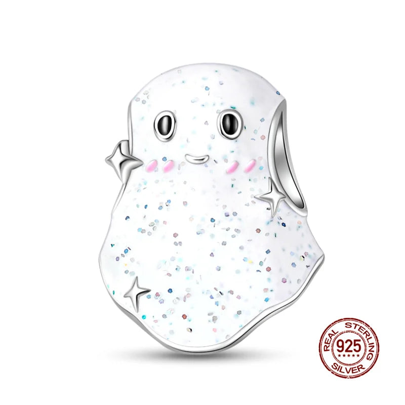 Original Charms 925 Silver Halloween Series & Flying Witch Pendant Charms Fits 3mm Original Bracelet For Women DIY Jewelry Gifts