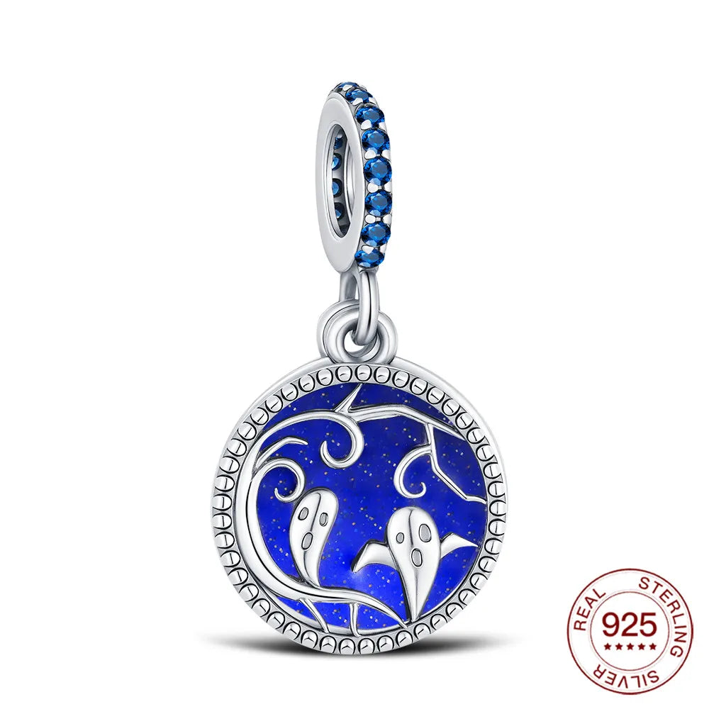 2025 925 Sterling Silver Halloween Charm Spooky Ghost Pumpkin Pendant For Women Men Making DIY Bracelet Party Jewelry Gift