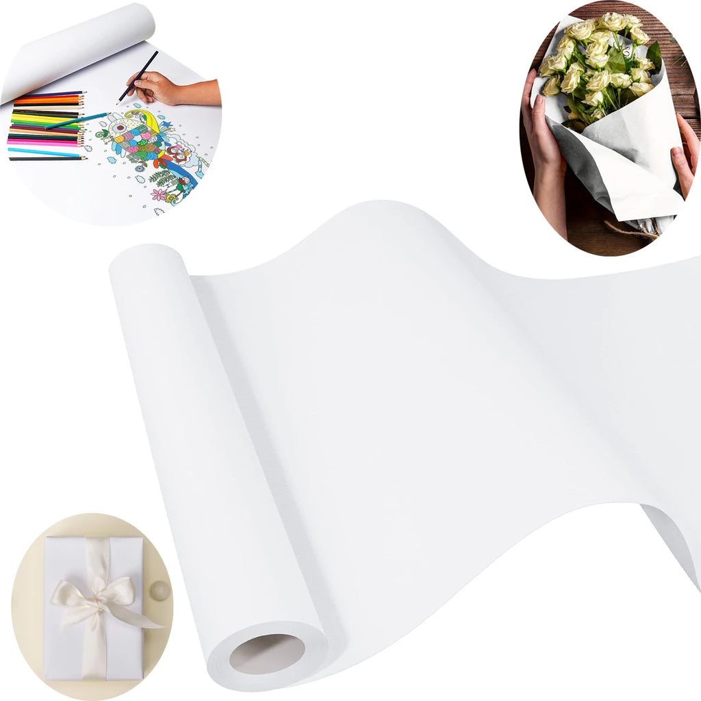 White Wrapping Paper Craft Paper Kraft Paper Roll Bulletin Board Paper Roll,Kids Art Supplies,Halloween Decor,DIY Christmas