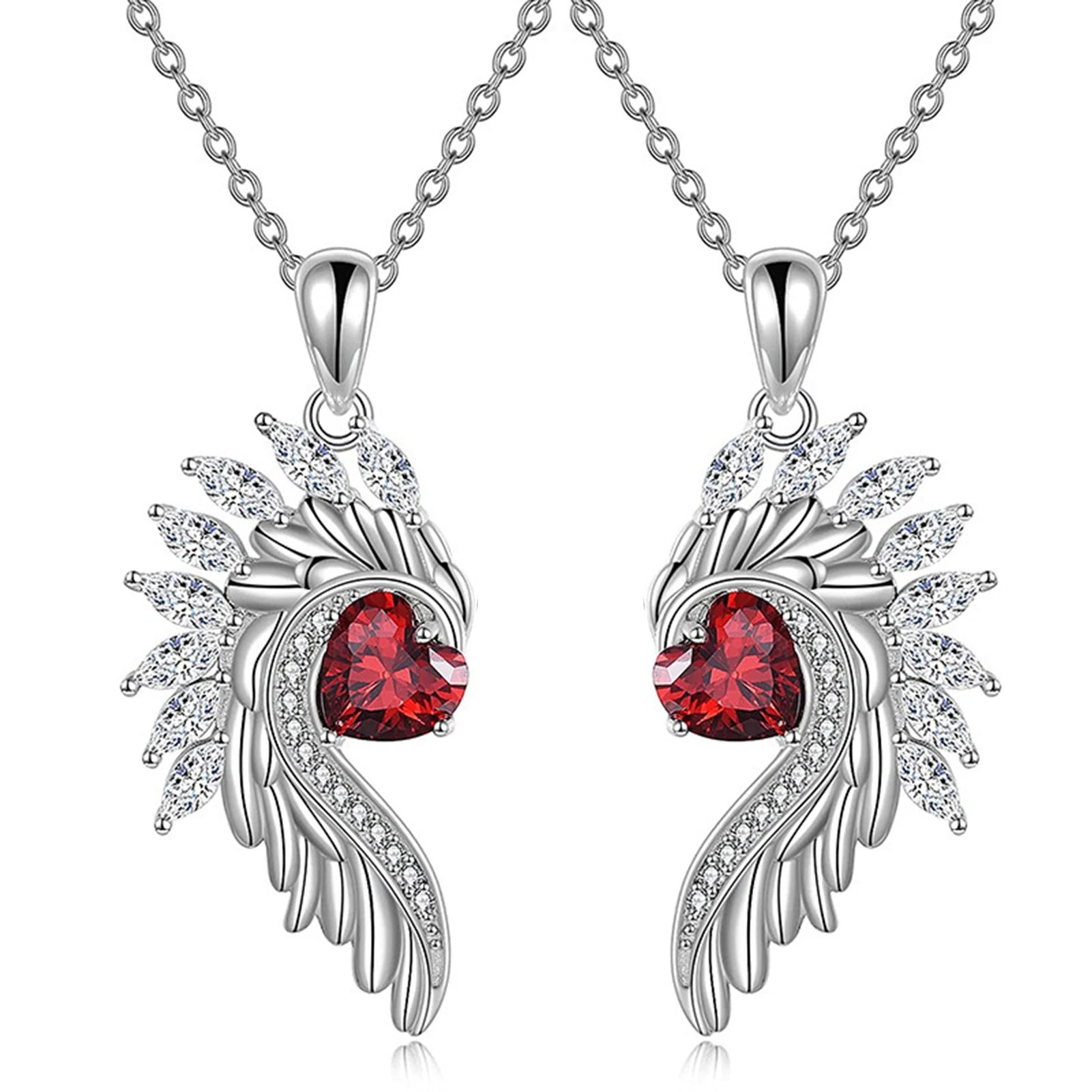 Angel Devil Necklace Rhinestone Wing Shape Couple Necklaces Love Symbolization Demon Angel Matching for Valentines for Couples