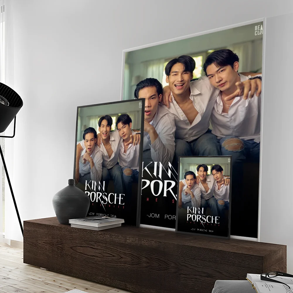 KinnPorsche The Series Movie  Self-adhesive Art Poster Fancy Wall Sticker for Living Room Bar Decoration Decorative Painting
