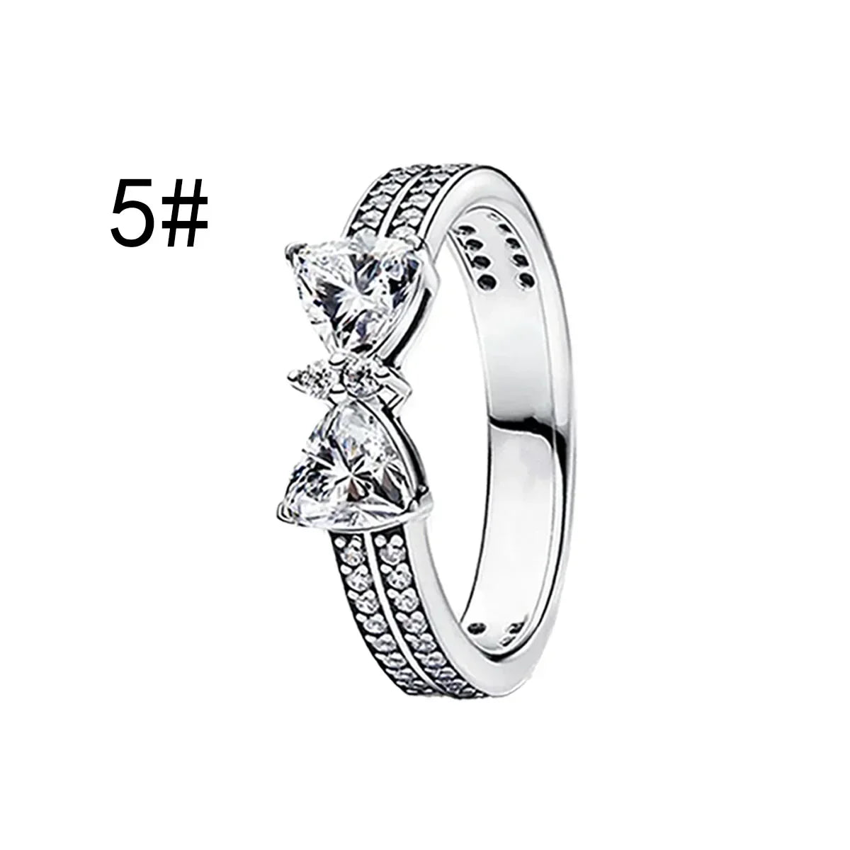 New 925 Silver Shining Ring Colorful Bow Tie Set Zircon Ring Earrings Bracelet Necklace Original For Women DIY Fine Jewelry Gift