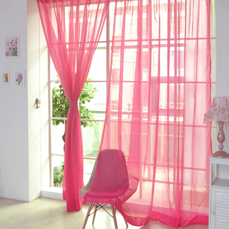1PC Transparent Window Gauze Mesh Solid Color Curtain Household Products Europe Style Easy To Install Curtain Room Tulle Curtain