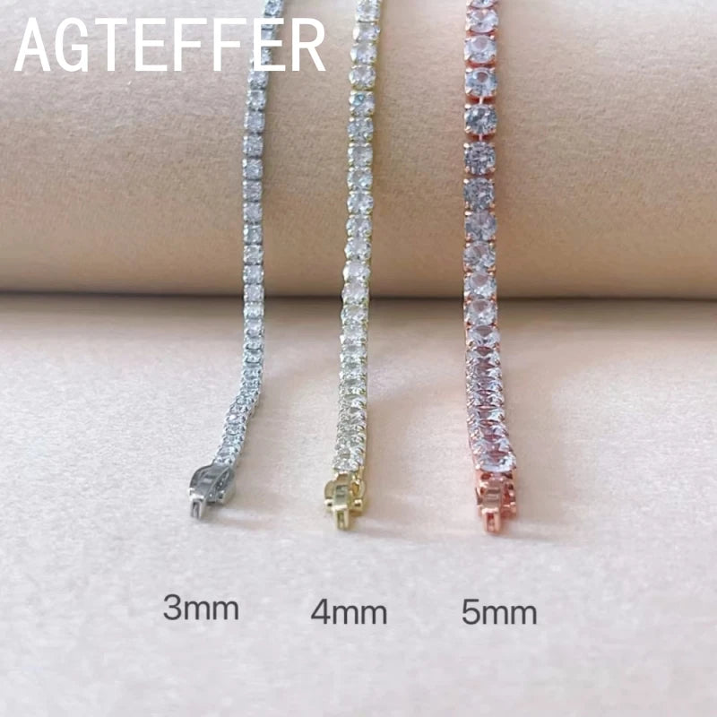 New 925 Sterling Silver Hip Hop Fashion Women's Tennis Bracelet Rose Gold Shining Cubic zirconia Bracelet Wedding Jewelry Gift