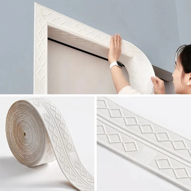 1PC 2.3m/90.55inch Stickers Self Adhesive Wall Trim Line Skirting Border Home Room Decoration Bedroom