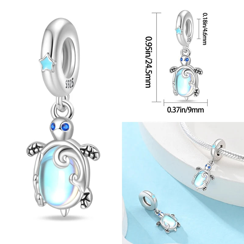 Hot Sale 925 Sterling Silver Ocean World Series Sea Turtle Starfish Little Crab Octopus Charms Bead Fit 925 Bracelet DIY Jewelry