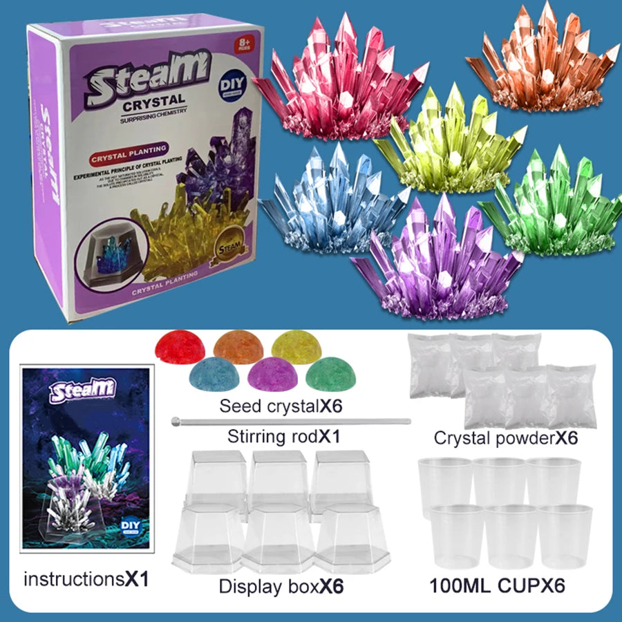 Crystal planting experiments, Science and education toys, DIY growable crystals, Color Random, Christmas/Halloween Gifts