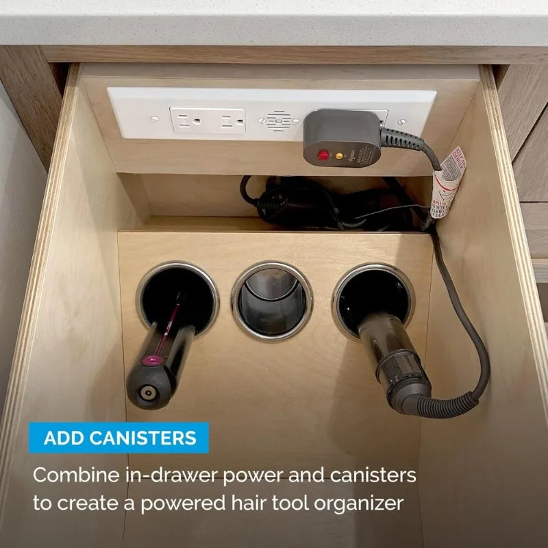 Upgradaed version - Blade Duo in-Drawer Outlet, Integrated Safety Shutoff, (4) 15 amp AC, Black