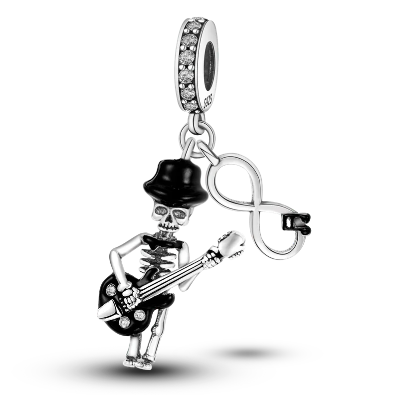Halloween Dangle 925 Sterling Silver Skeleton Witch Devil's Eye Skull Charms Bead Fit Original Bangle Bracelet Necklace Jewelry