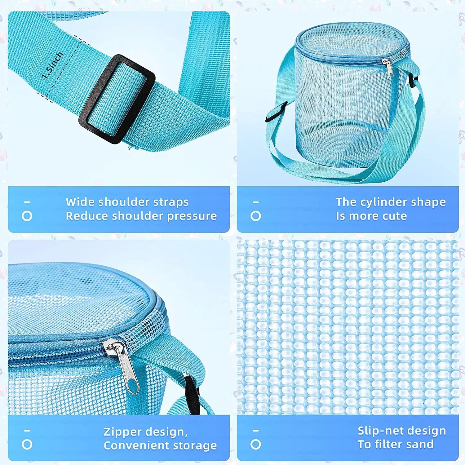 Net Yarn Shell Storage Bag Beach Three-dimensional Circle Dredging Bucket Toys Finishing Collection Bag