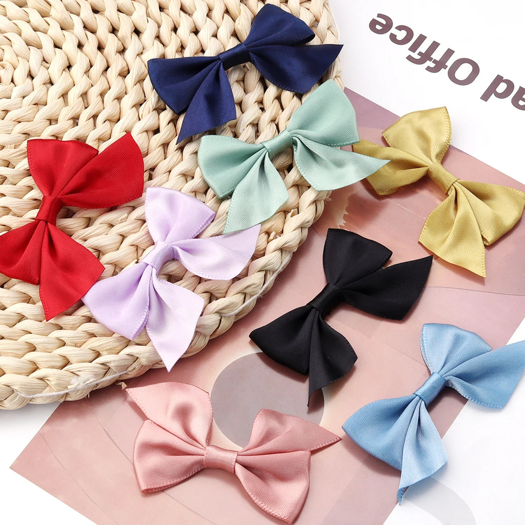 20Pcs/Lot 4cmx7cm Ribbon Width 2.5cm Polyester Satin Handmade Ribbon Bows For DIY Sewing Crafts Bouquets Party Christmas Decor