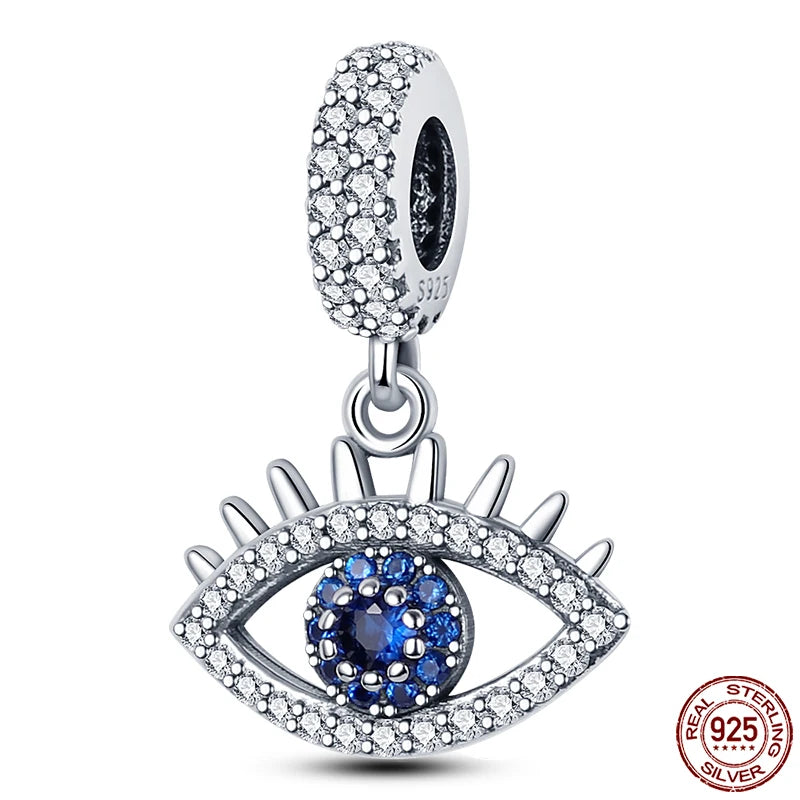 100% Real 925 Sterling Silver Classic Devil's Eye Charms Beads For Women Fit Original Qikaola Bracelets Fine DIY Jewelry Making