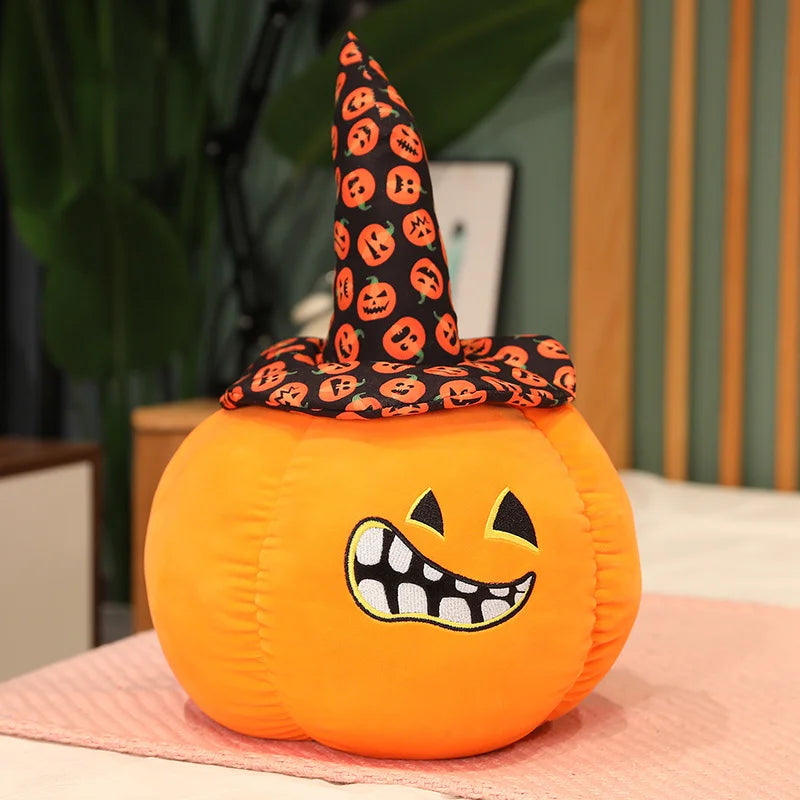 23-60CM Halloween Pumpkin Plush Vegetable Pillow Dolls Horror Wizard Hat Cushaw Shaped Cushion Toys Birthday Christmas Gifts