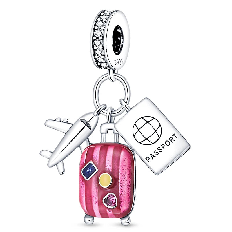 Hot Sale Charms Beads 925 Sterling Silver Pink Perfume Bottle Letter Luminous Firefly Tarot Card Beads Fit DIY Bracelets Jewelry