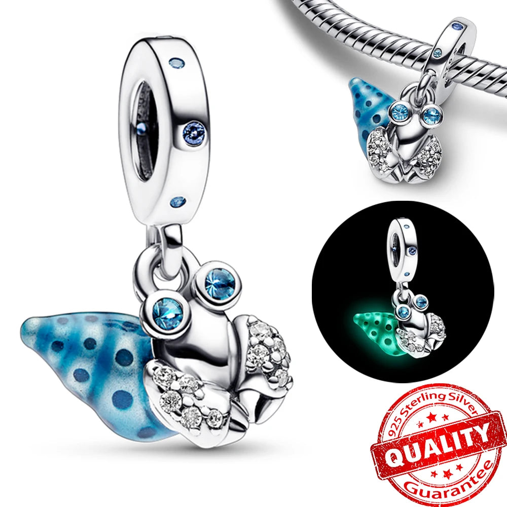 Underwater World 925 Sterling Silver Ocean Octopus Seashell Seahorse Starfish Pendant Fit DIY Bracelet Necklace Boutique Gift
