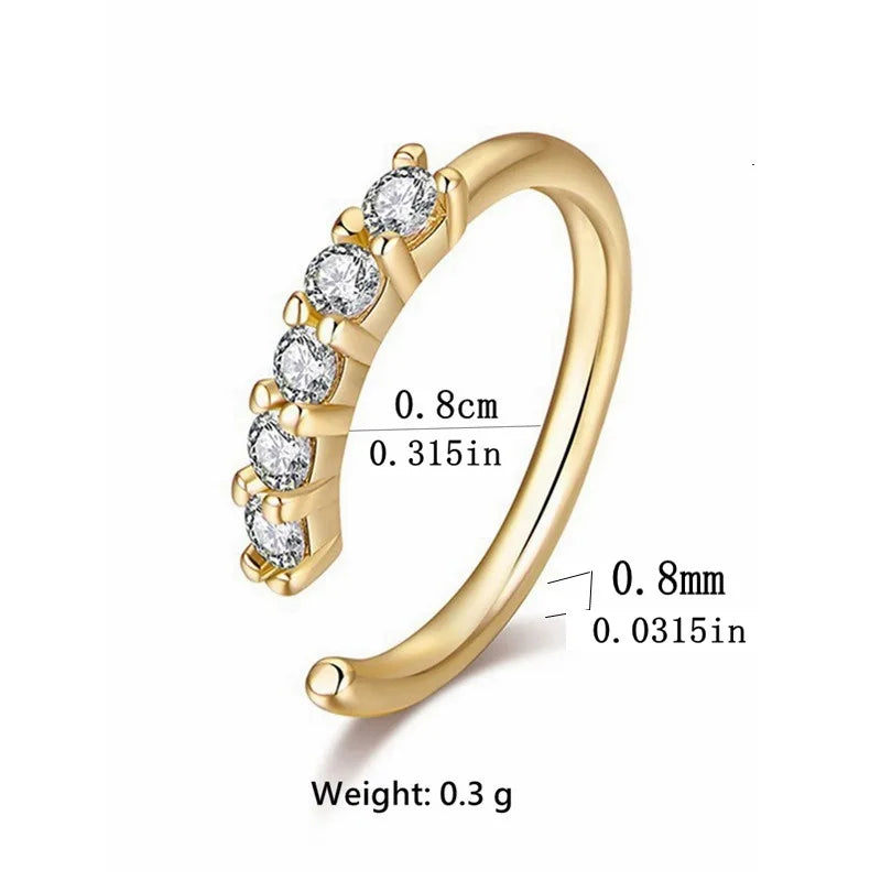Fashion Single-row Miniature Zircon Nose Rings for Women Fine Drill Exquisite with Drill Opening Fake Nose Piercing Jewelry