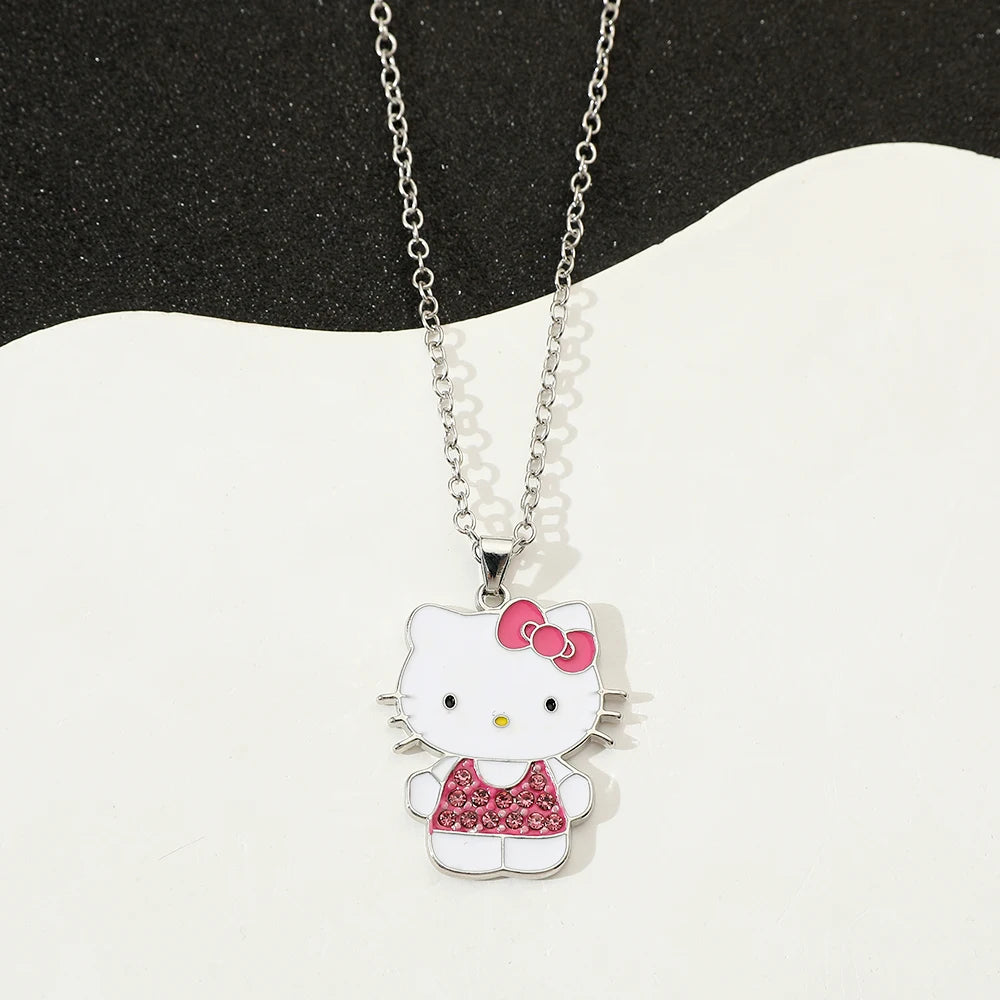 Sanrio HelloKitty Collection Sweet Cute Creative Enamel Pendant Necklace Fashion Charm Jewelry Girl Party Gift