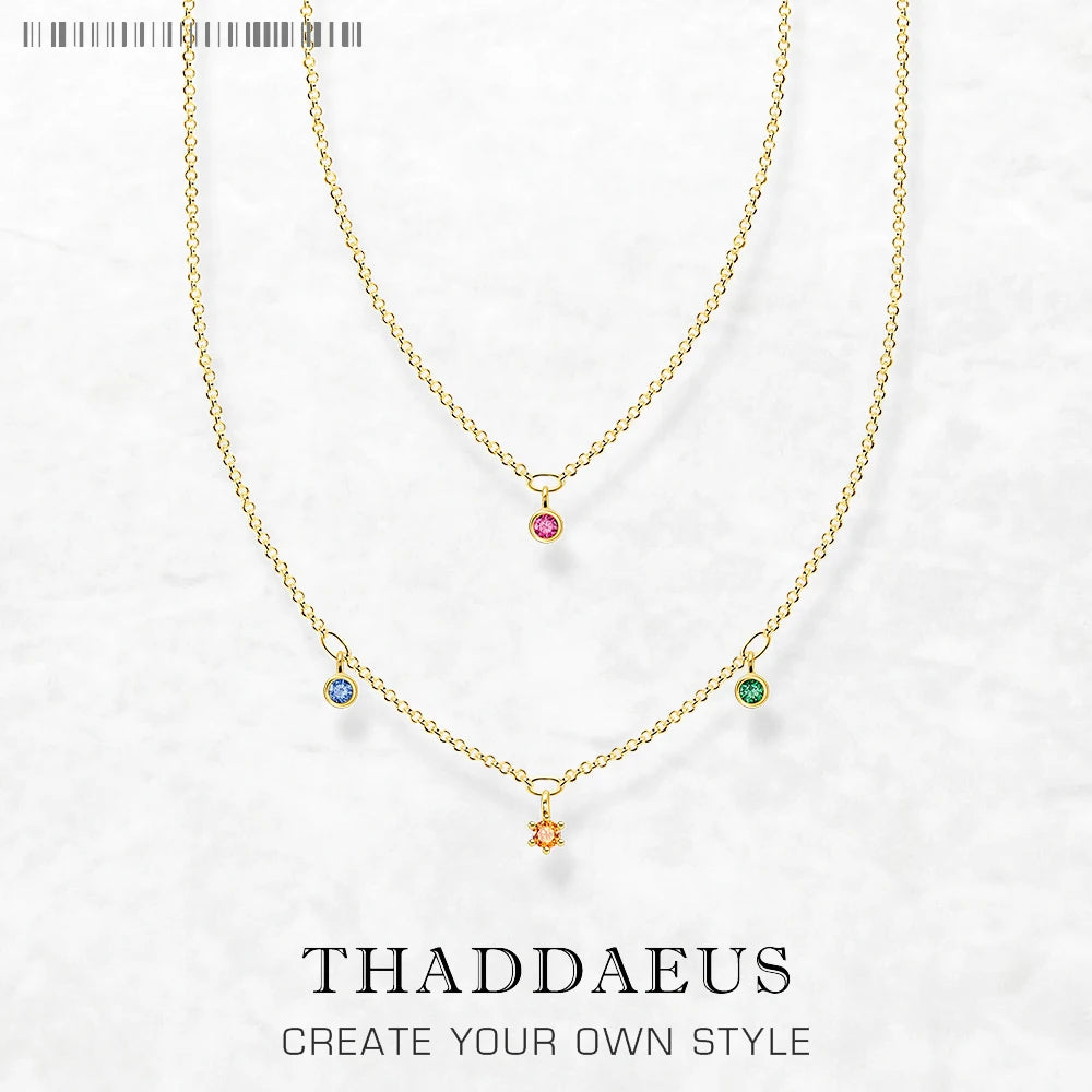 Necklace Double Chain Brand New Minimalist Fine Jewelry Europe 925 Stering Silver Bohemia Gift For Women