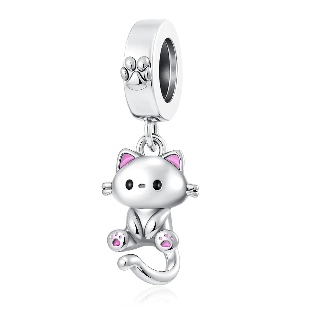 Animals Series Charms 925 Silver fortune Cat Pets Fit 925 Original Bracelet Necklace DIY Pendants Fashion Jewelry For Woman