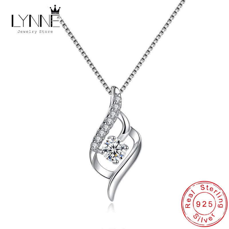 New 925 Sterling Silver Jewelry Elegant Feather Zircon Pendants Necklaces Women Fashion Exquisite Symbol CZ Wild Clavicle Chain