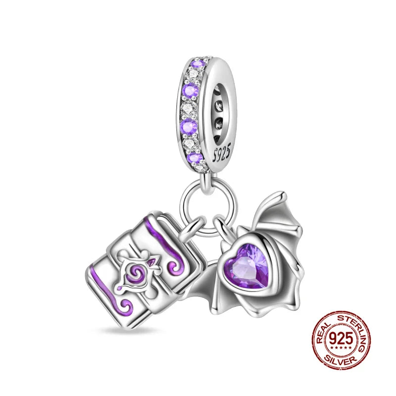 Original Charms 925 Silver Halloween Series & Flying Witch Pendant Charms Fits 3mm Original Bracelet For Women DIY Jewelry Gifts