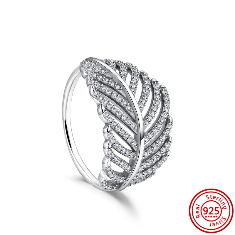 Sale 925 Sterling Silver Women Rings Moon Four Leaf Clover Snowflake CZ Original Sparkling For Women Pantaro Jewelry Anniversary