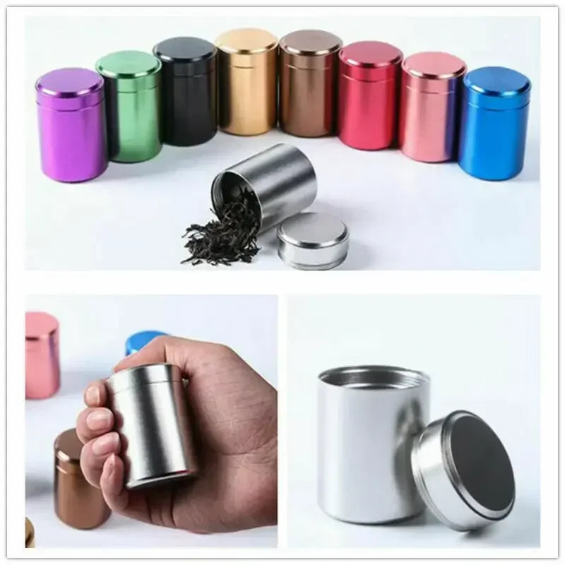 Portable Aluminum Alloy Tea Sealer Can  Mini Herbal Tea Storage Box with Airtight Lid - Gift Packaging Органайзери