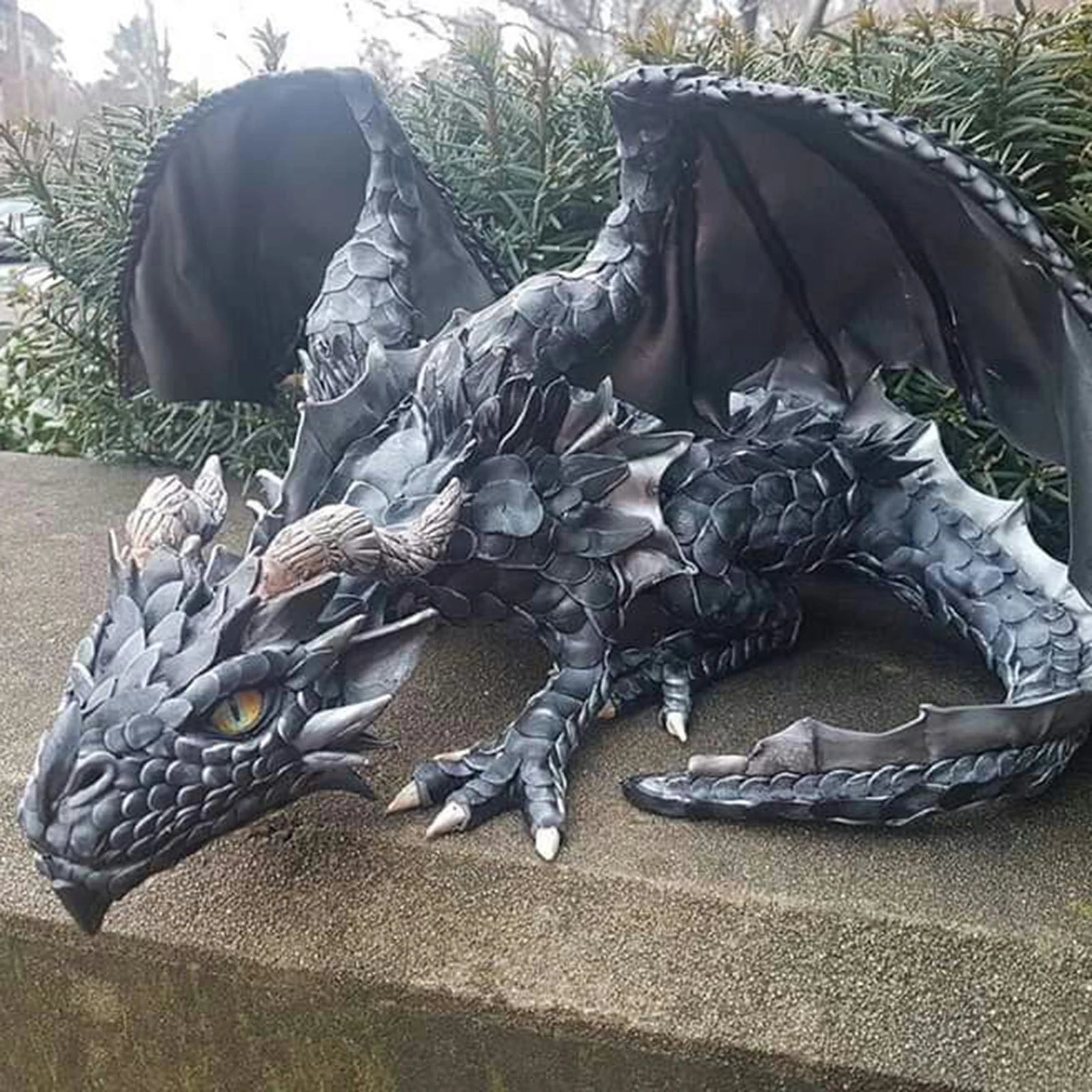 Dragon Statue Garden Reison Dragon Sculpture Vintage Flying Dragon Ornaments for Outdoor Yard Fences Sidewalks Halloween Decor