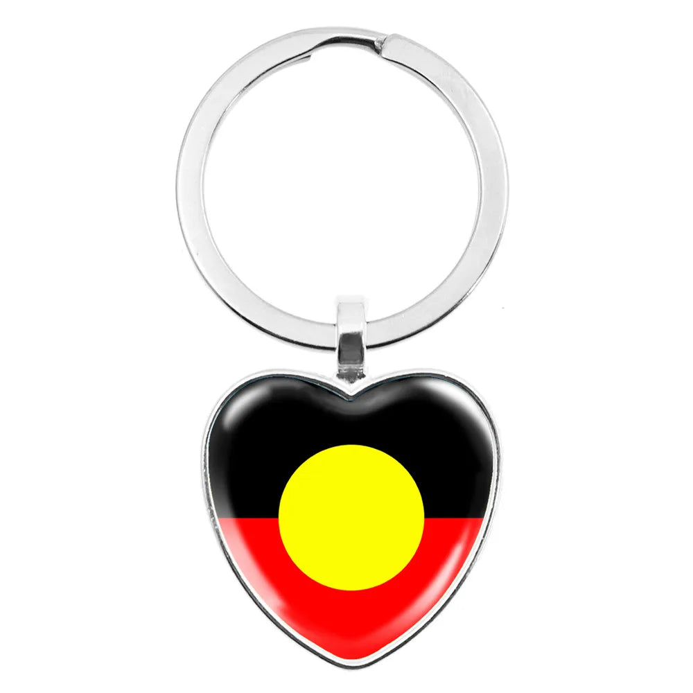 Australian Aboriginal Flag National Emblem Dangle Glass 25mm Key Chain Fashion  Key Chains Glass Cabochon Lady  Key Chains Jewel